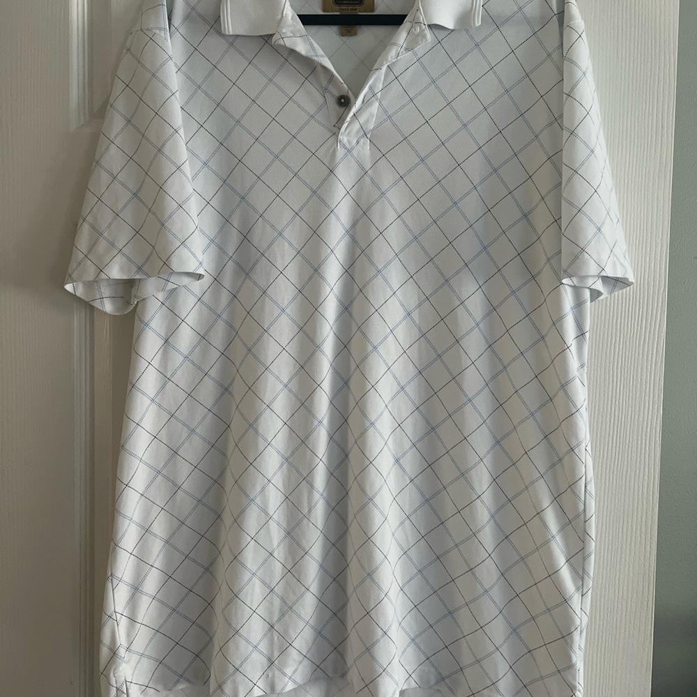 The Foundry Supply Co. Men’s White Checkered Polo Shirt